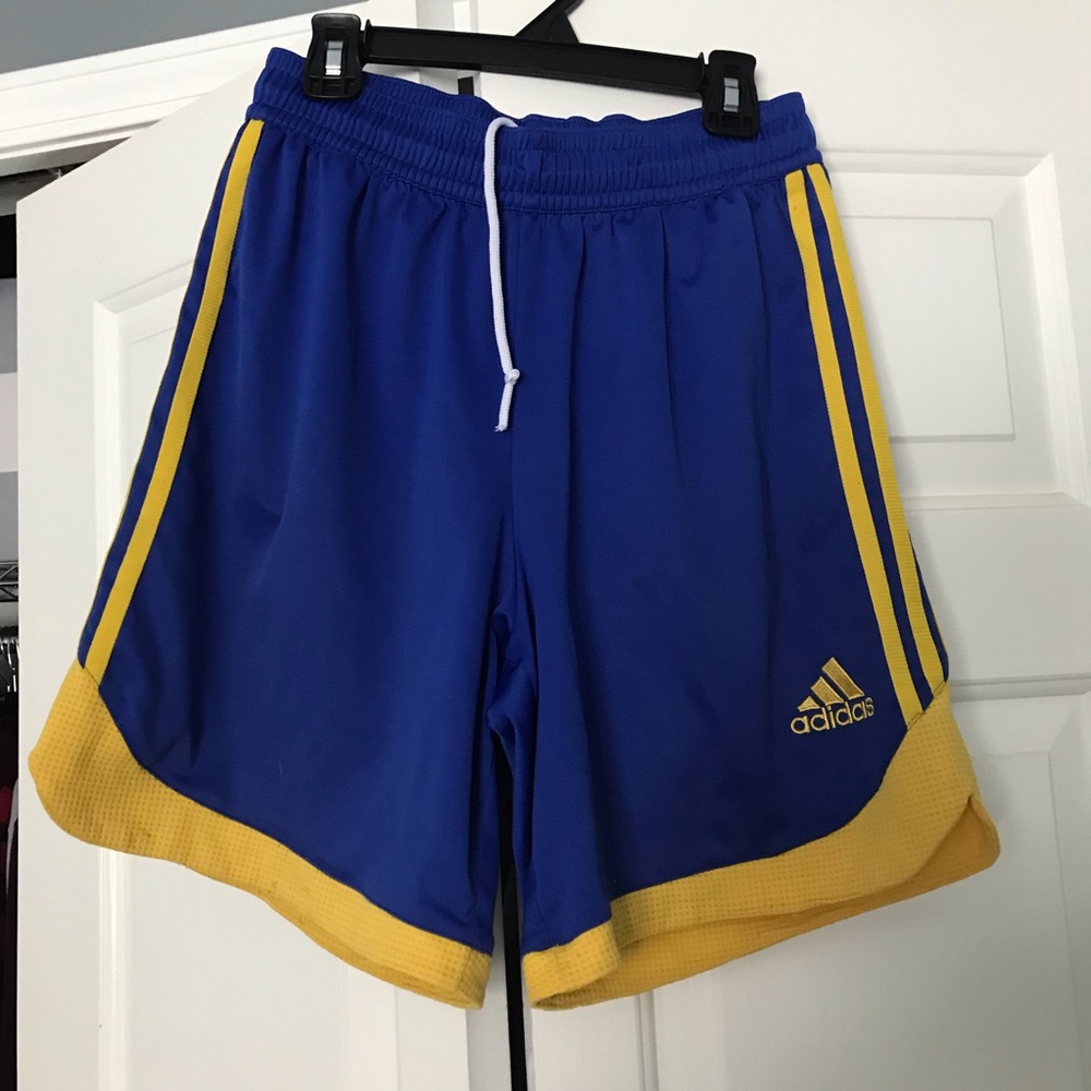 blue and yellow basketball shorts